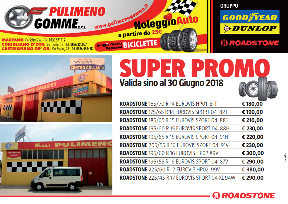 Super Promozione su Gomme Roadstone